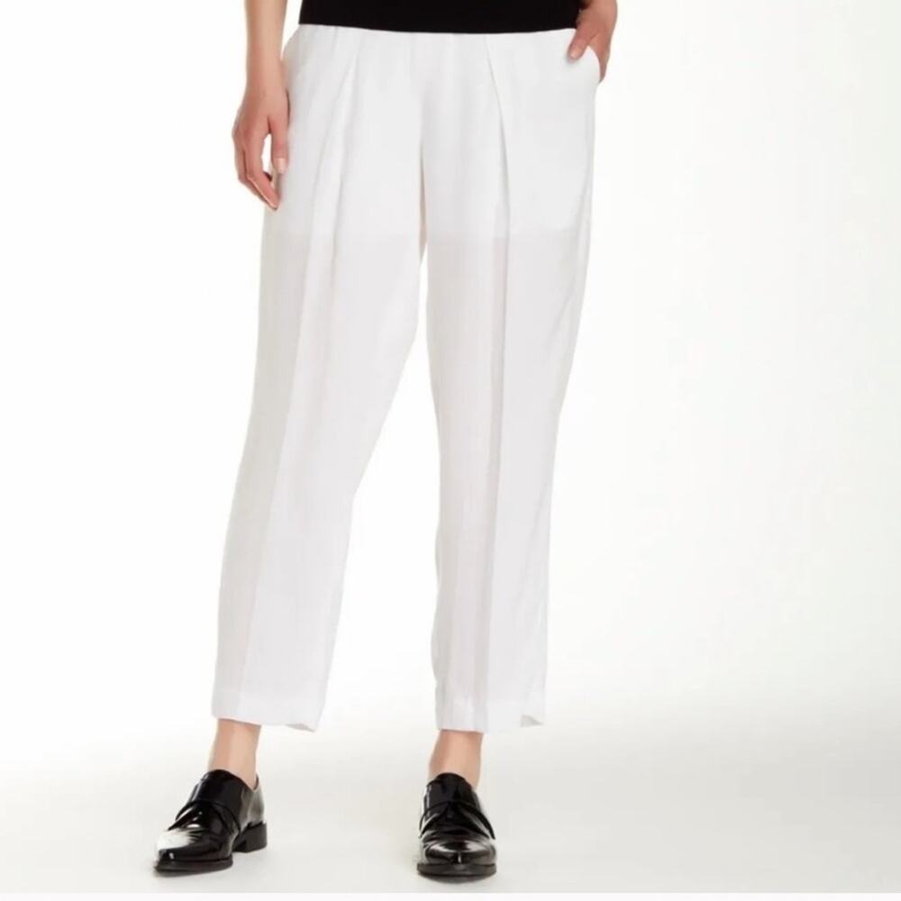 Theory NWT posay pants pleated front white crisp vacation spring summer cropped